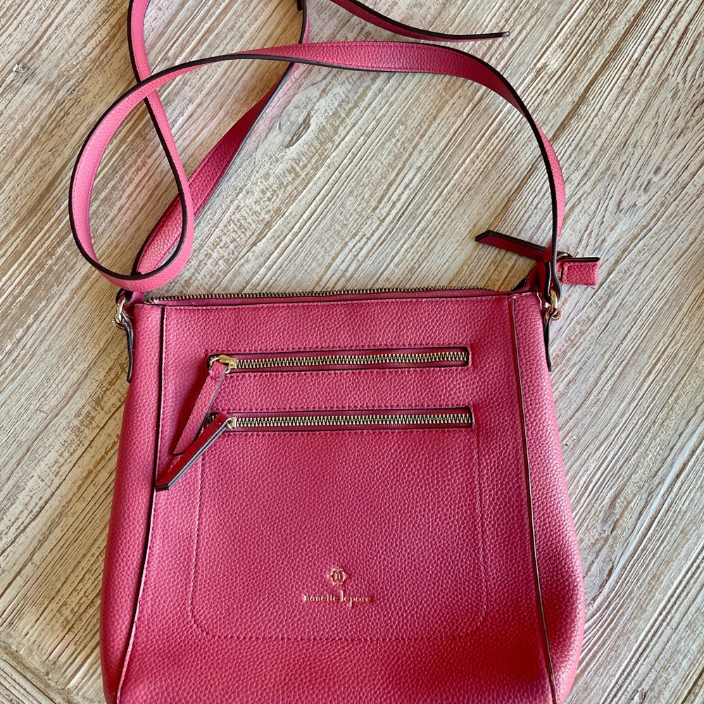 Nanette Lepore Pink Pebbled Leather Crossbody Bag